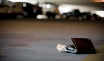 Lost wallet on the ground of a carpark